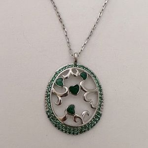 925 Silver oval tree of life heart necklace